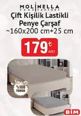 MOLİNELLA ÇİFT KİŞİLİK LASTİKLİ PENYE ÇARŞAF